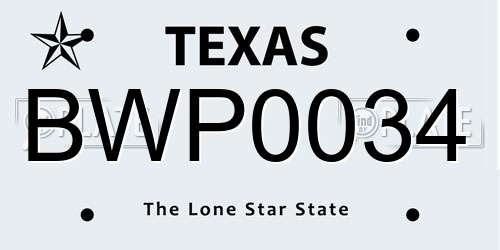 BWP0034 Texas License Plate