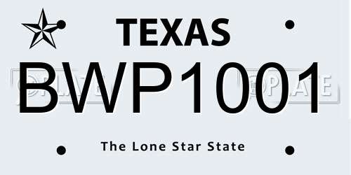 BWP1001 Texas License Plate