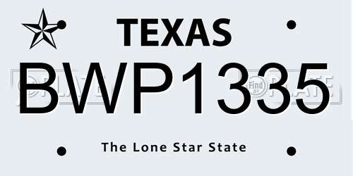 BWP1335 Texas License Plate