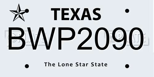 BWP2090 Texas License Plate