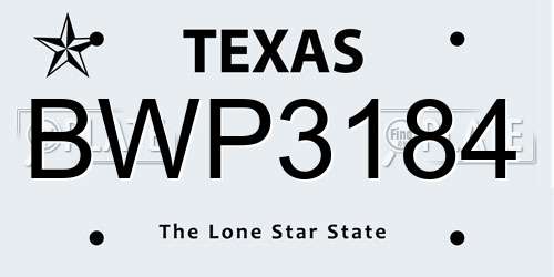 BWP3184 Texas License Plate
