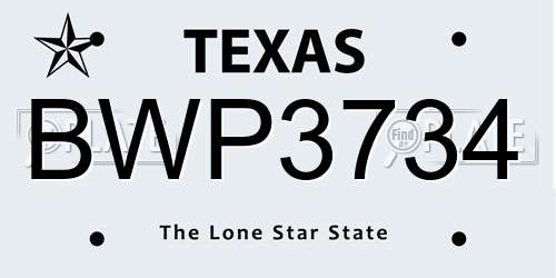 BWP3734 Texas License Plate