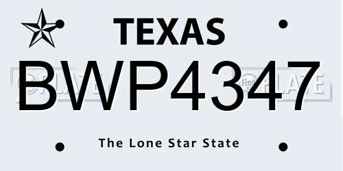 BWP4347 Texas License Plate