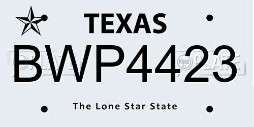 BWP4423 Texas License Plate