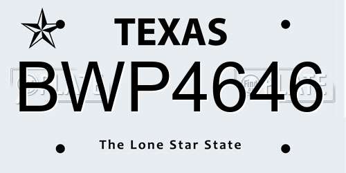 BWP4646 Texas License Plate