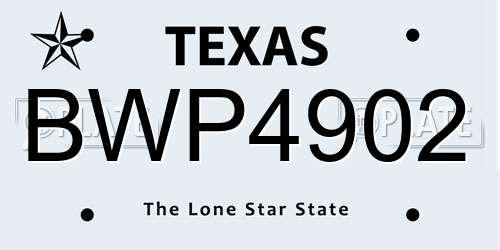 BWP4902 Texas License Plate
