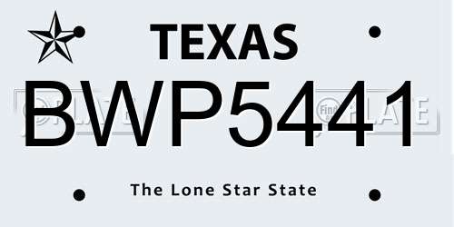 BWP5441 Texas License Plate