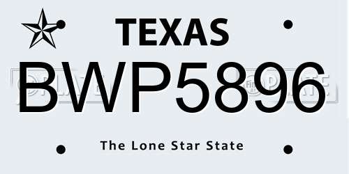 BWP5896 Texas License Plate