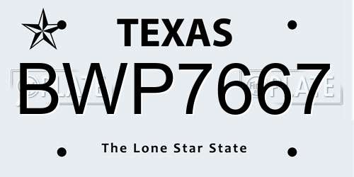 BWP7667 Texas License Plate
