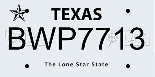 BWP7713 Texas License Plate