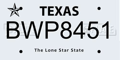 BWP8451 Texas License Plate