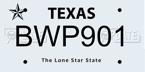 BWP901 Texas License Plate
