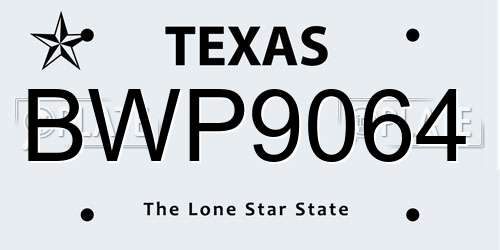 BWP9064 Texas License Plate