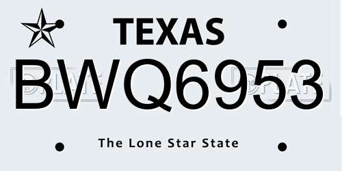 BWQ6953 Texas License Plate