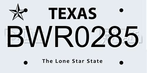 BWR0285 Texas License Plate