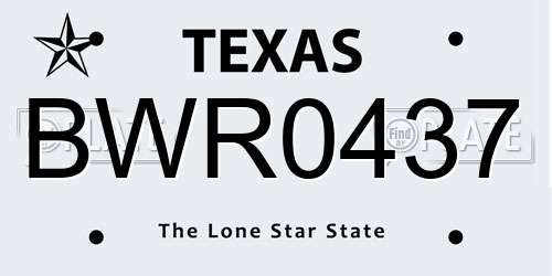 BWR0437 Texas License Plate