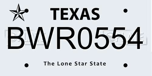 BWR0554 Texas License Plate