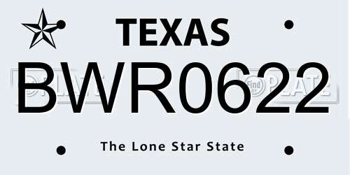 BWR0622 Texas License Plate