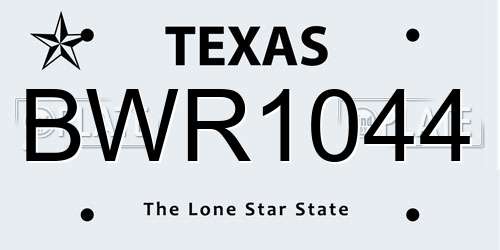 BWR1044 Texas License Plate