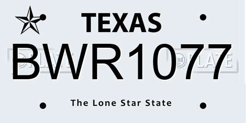 BWR1077 Texas License Plate