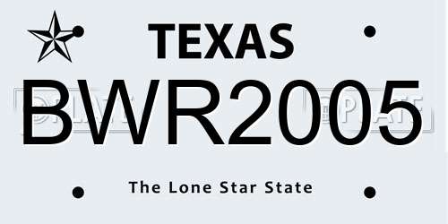 BWR2005 Texas License Plate