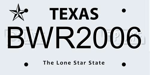 BWR2006 Texas License Plate