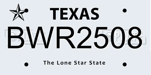 BWR2508 Texas License Plate