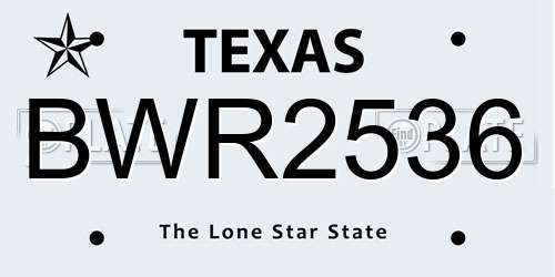 BWR2536 Texas License Plate