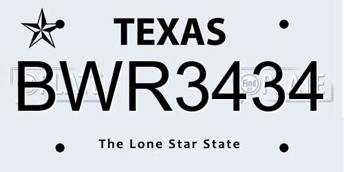 BWR3434 Texas License Plate