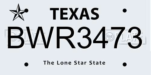 BWR3473 Texas License Plate