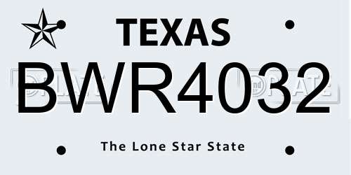 BWR4032 Texas License Plate