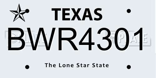 BWR4301 Texas License Plate