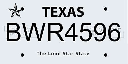 BWR4596 Texas License Plate