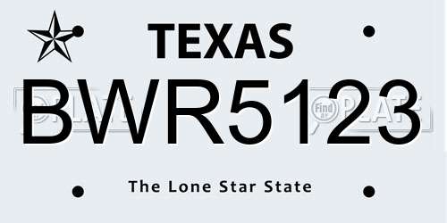 BWR5123 Texas License Plate
