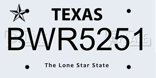 BWR5251 Texas License Plate