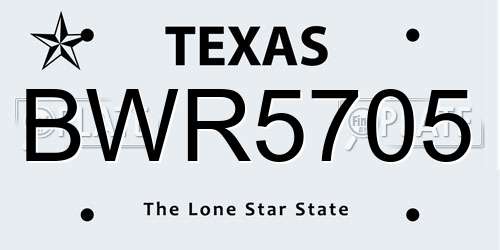 BWR5705 Texas License Plate