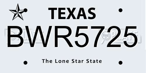 BWR5725 Texas License Plate