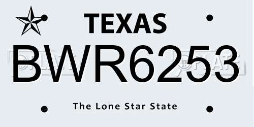 BWR6253 Texas License Plate