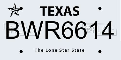 BWR6614 Texas License Plate