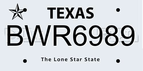 BWR6989 Texas License Plate