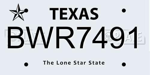 BWR7491 Texas License Plate