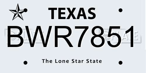 BWR7851 Texas License Plate