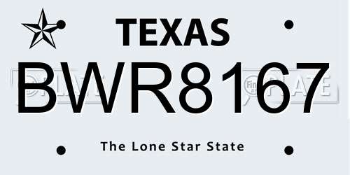 BWR8167 Texas License Plate