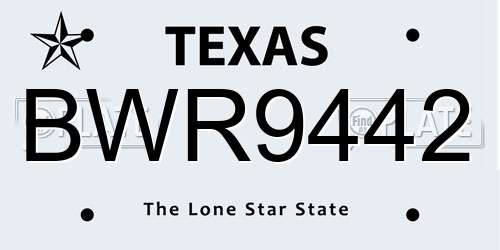 BWR9442 Texas License Plate