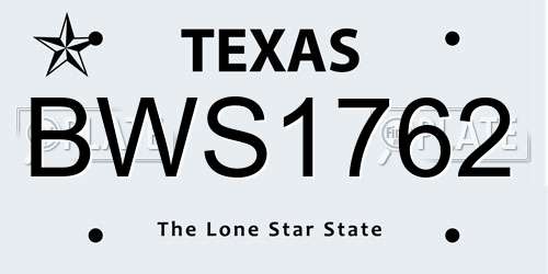 BWS1762 Texas License Plate
