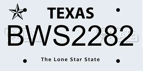 BWS2282 Texas License Plate