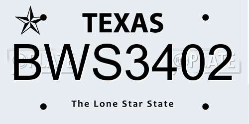 BWS3402 Texas License Plate