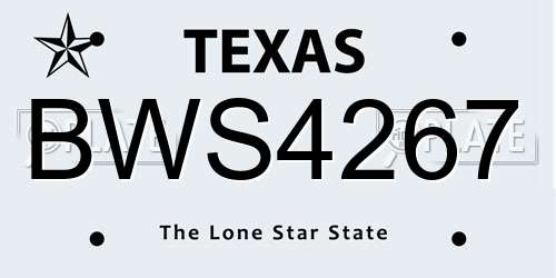BWS4267 Texas License Plate