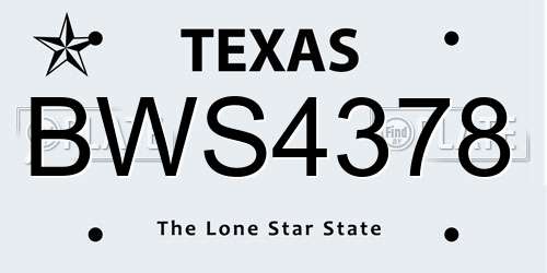 BWS4378 Texas License Plate