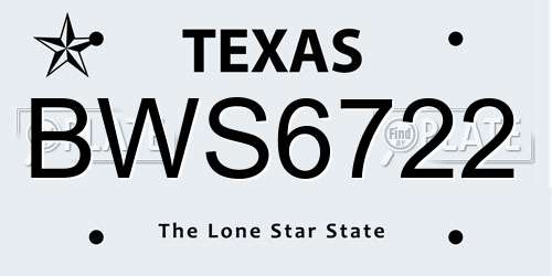 BWS6722 Texas License Plate